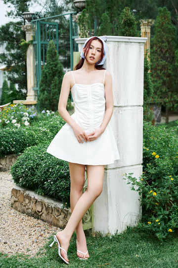 Ruched Bodice Camisole Dress - 0D0704 - White