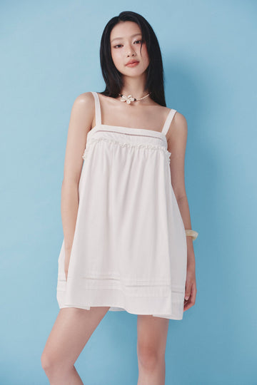 Short Dress with Bow Detail - D0708 - White