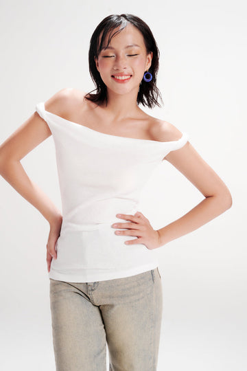 Twisted Shoulder Top - 2T0906 - White
