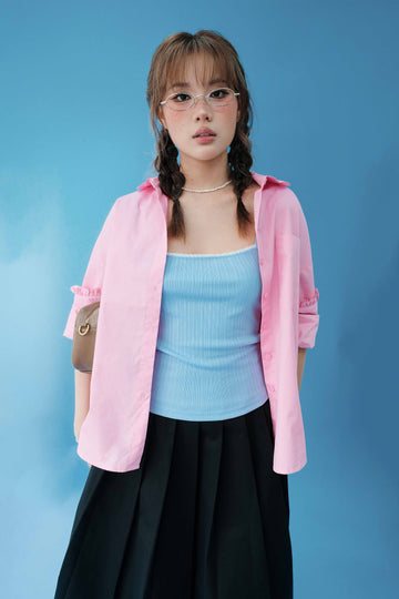 Ruffle Trim Shirt - 0T1121 - Pink