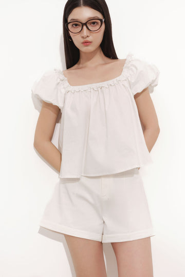 A-Line High-Waisted Shorts - 0Q0385 - White
