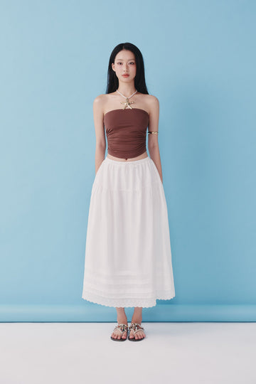 Gathered Strapless Top - T1100 - Brown