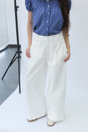 Pleated wide-leg khaki pants - 0Q0402 - White
