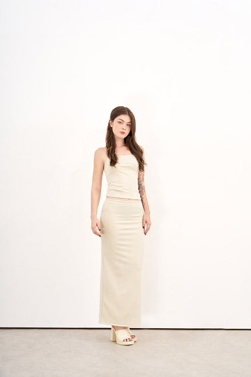Textured Jersey Maxi Skirt - 0S0179 - Cream