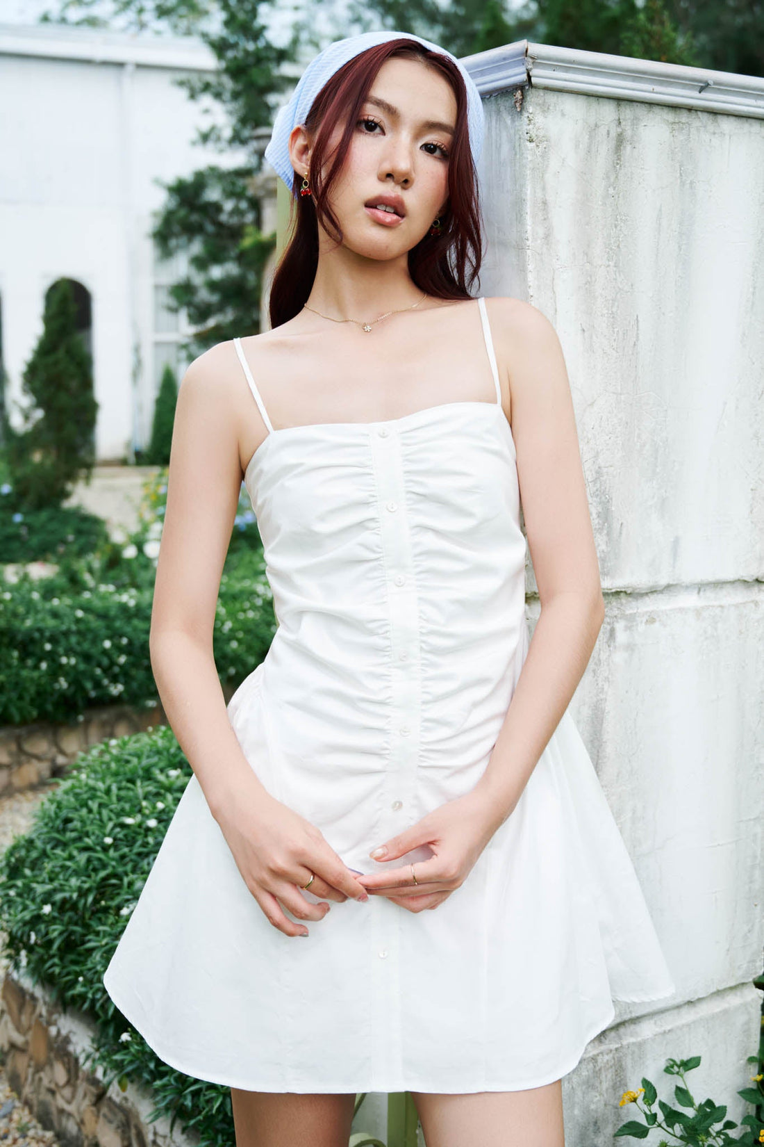 Ruched Bodice Camisole Dress - 0D0704 - White