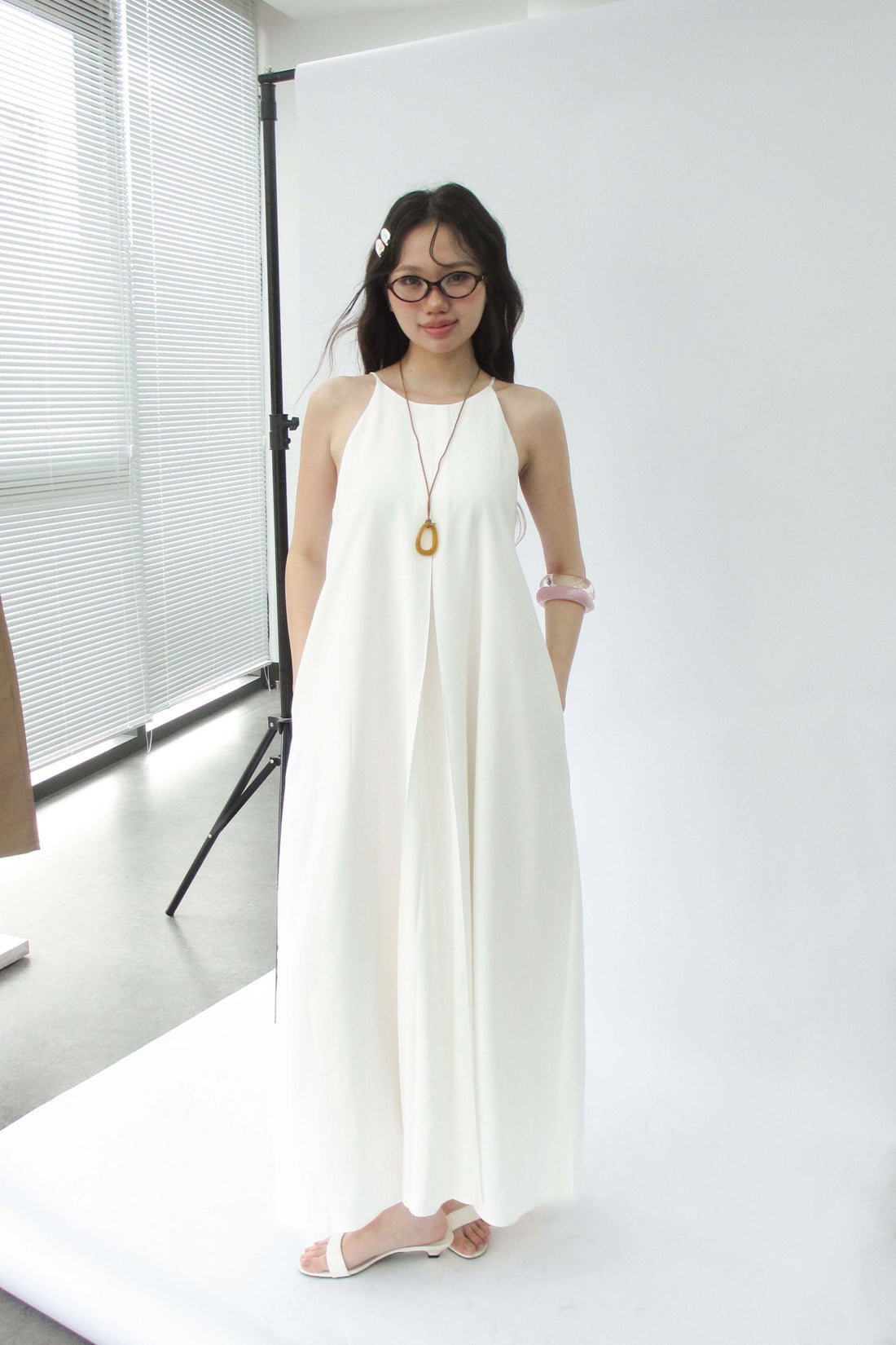 Pleated pinafore dress - 0D0716 - White