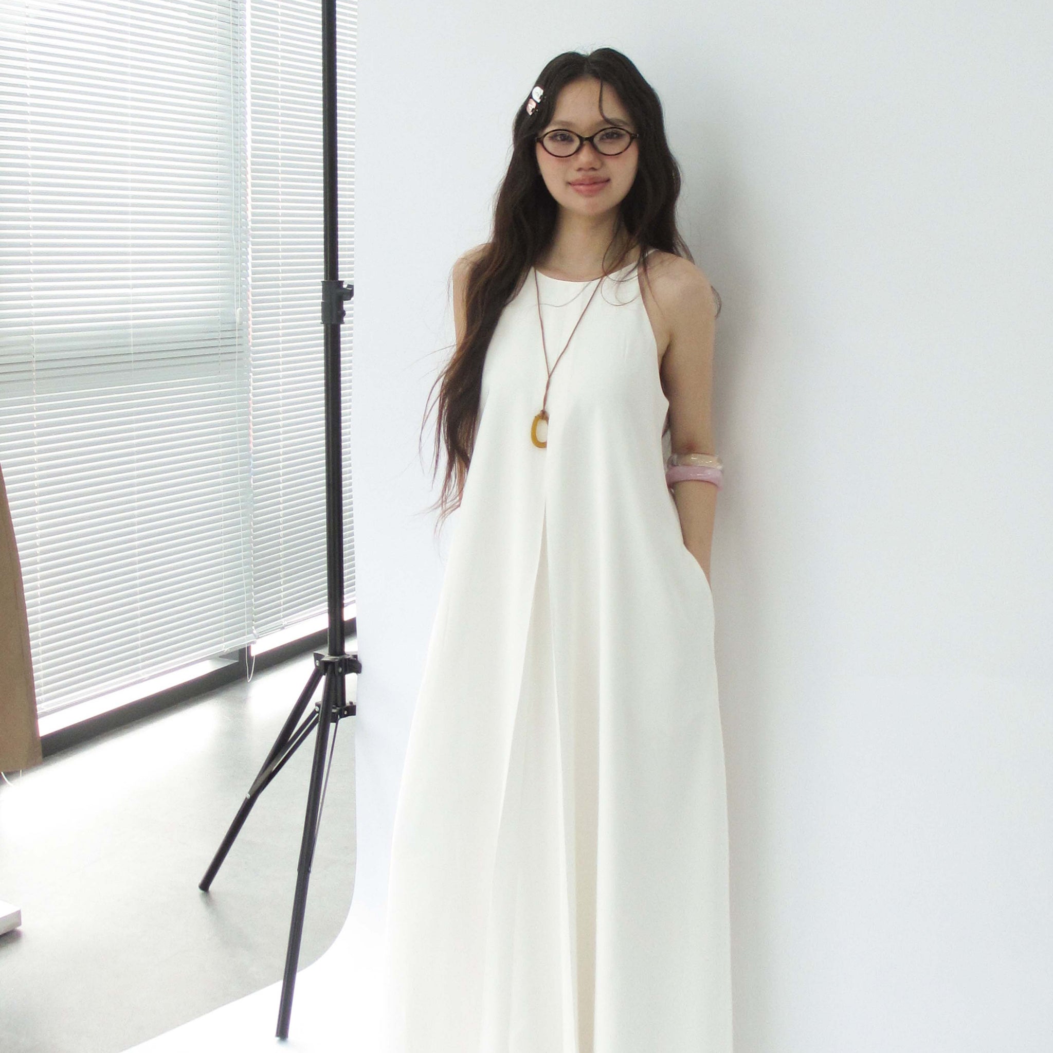 Pleated pinafore dress - 0D0716 - White