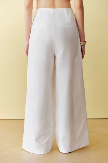 Wide-leg pleated pants - 0Q0397 - White