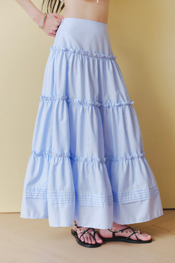 Midi tiered ruffle skirt - 0S0285 - Navy blue