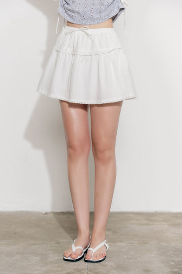 Color Block Mini Skirt - 0S0277 - White