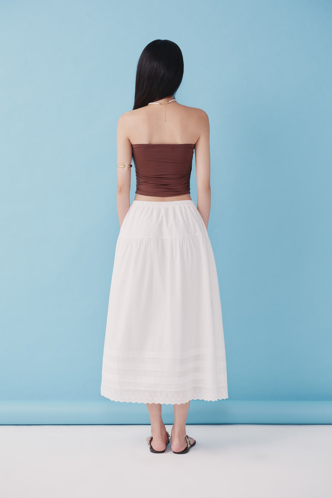 Gathered Strapless Top - T1100 - Brown