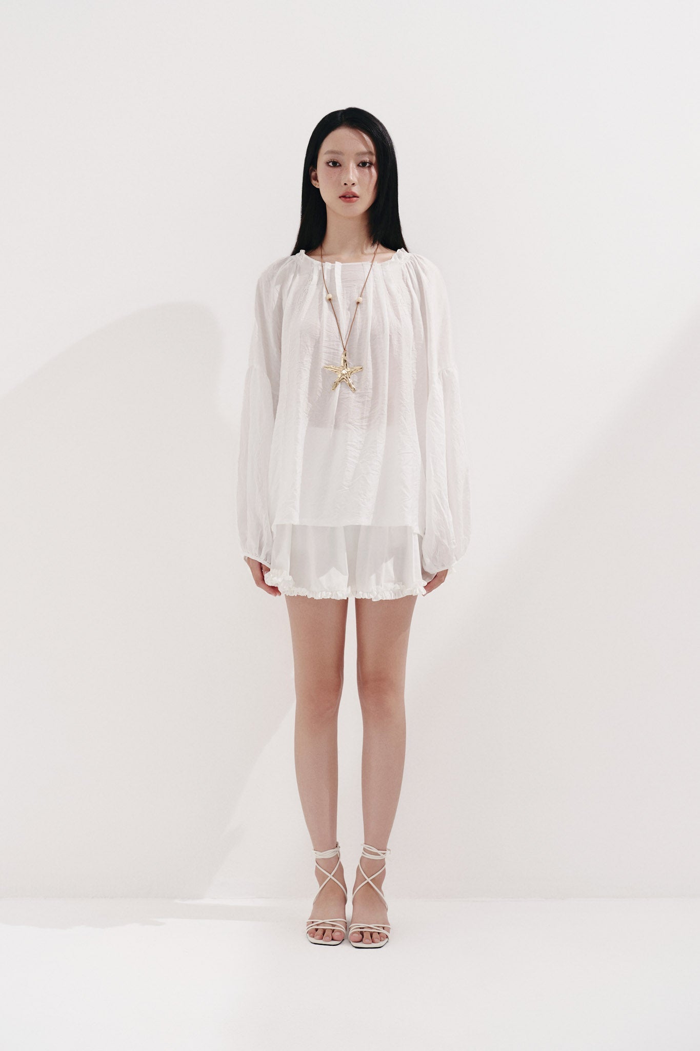 Oversized Soft Fabric Top - T1104 - White
