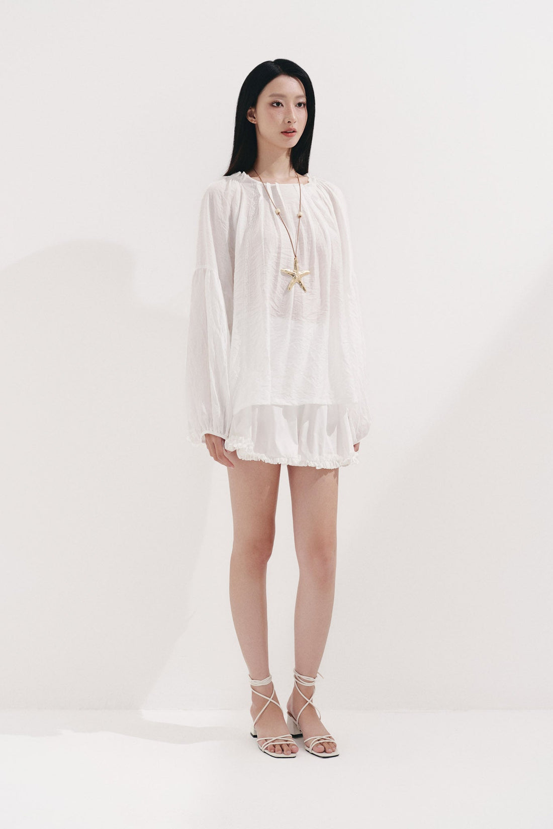 Oversized Soft Fabric Top - T1104 - White