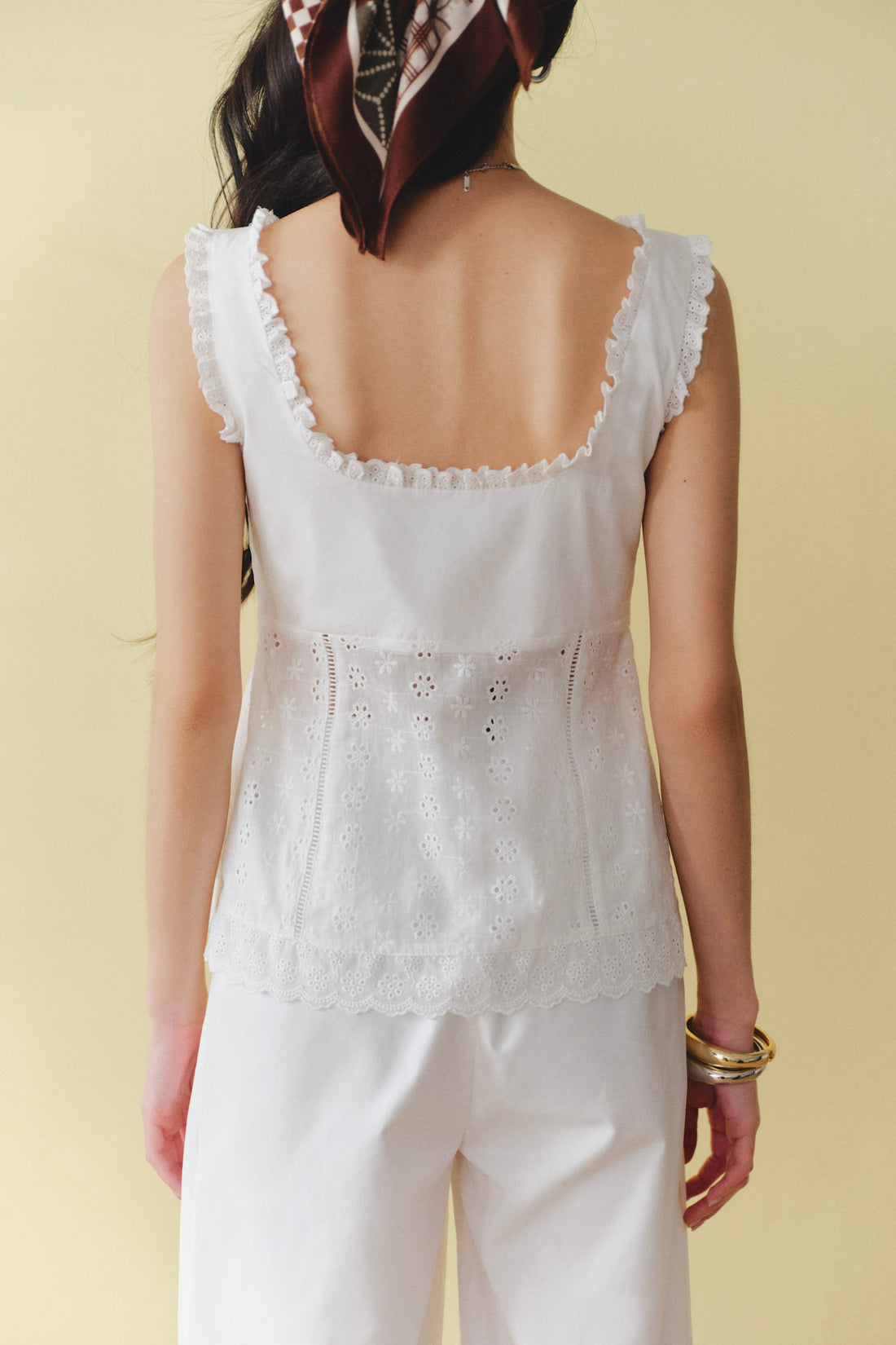 Blouse with eyelet fabric detail - 0T1110 - White