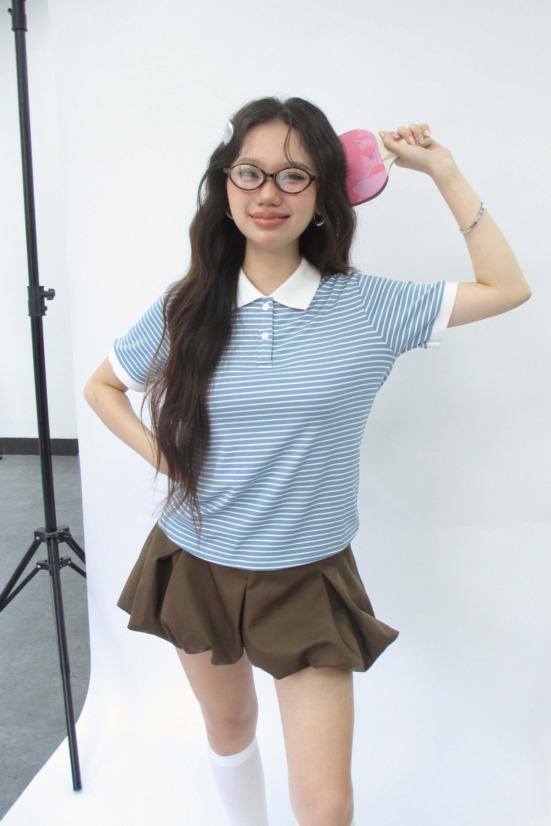 Pleated A-line skirt - 0S0288 - Brown