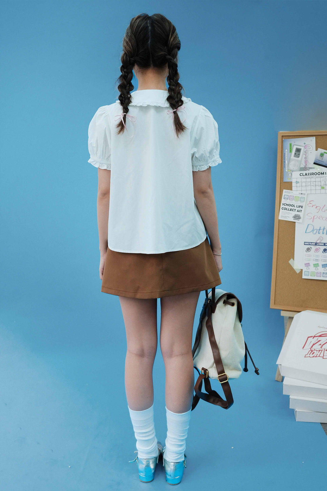 High Neck Puff Sleeve Shirt - 0T1123 - Cream White