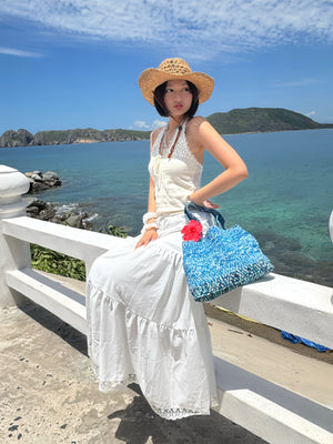 Customer wearing Tiered Ruffle Midi Skirt - 0S0281 - White