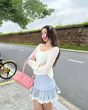 Customer wearing Floral Print Top Set - 4T0980 - Cream White