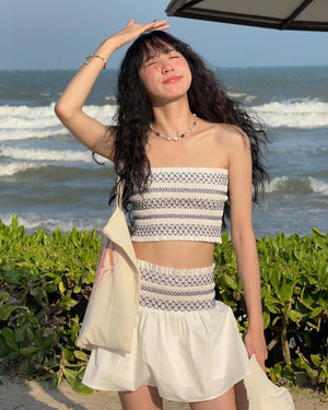 Customer wearing Embellished Mini Skirt - 0S0209 - White