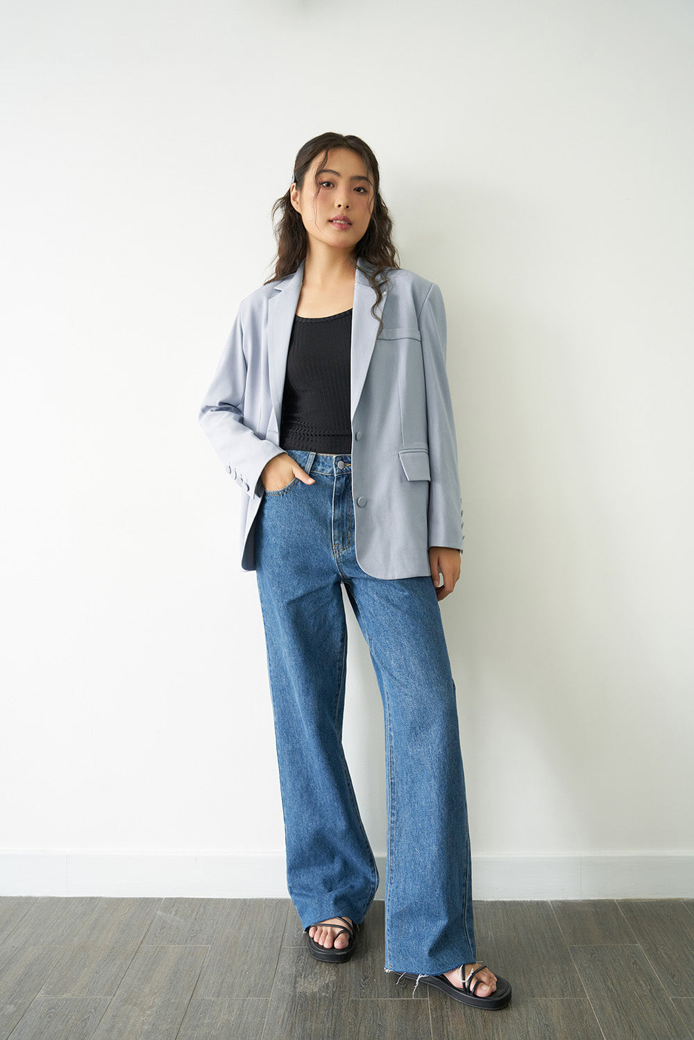Oversized Button-Up Vest - 0T0705 - Gray