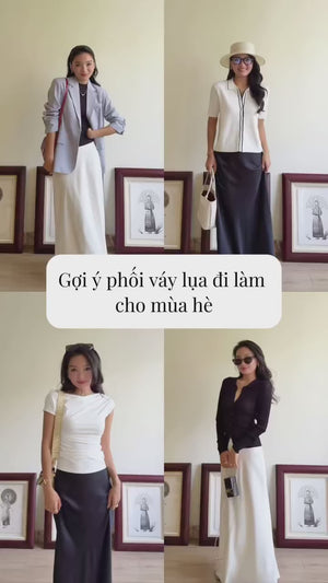 Customer wearing Silk Midi Skirt - 0S0279